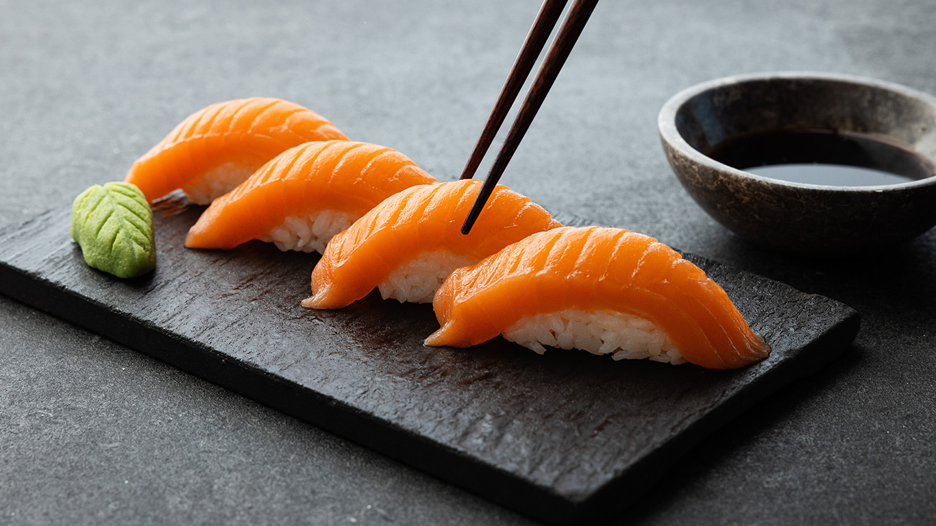 Salmon Evolution Sushi. Photo