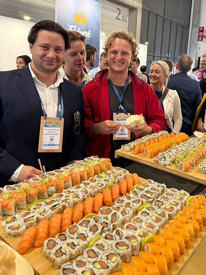 Salmon Evolution serving Sushi at SEG25. Photo
